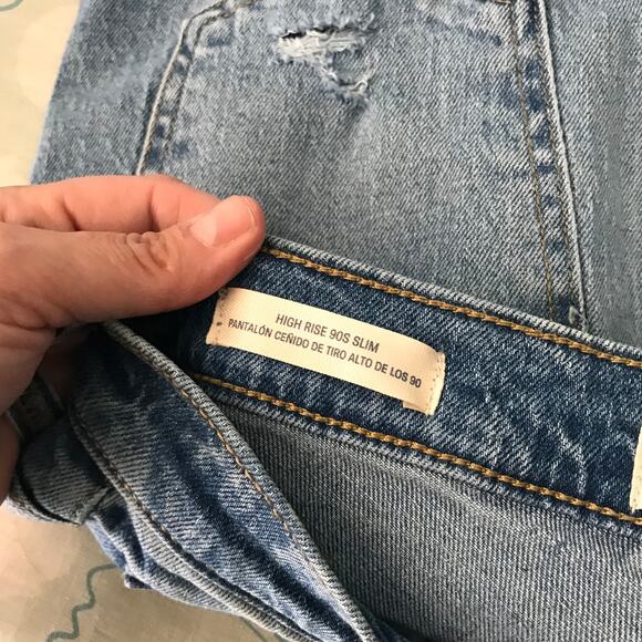 Universal Thread‎ Jeans Women 4 Short 90s Slim Worm Faded Grunge Distressed Mom - Picture 12 of 13